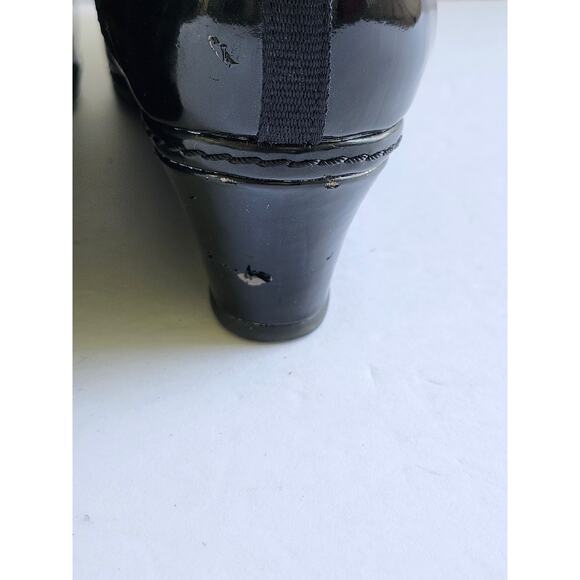 Fioni Quilted Nylon Blk Patent Leather Ankle Wedge Waterproof Boots Sz 8.5 S0024 - Picture 7 of 10